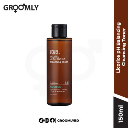 Acwell Licorice pH Balancing Cleansing Toner 150ml bottle, a Korean toner with 10% Licorice Root Water and a pH of 5.5 for brightening, balancing, and gently cleansing sensitive skin.