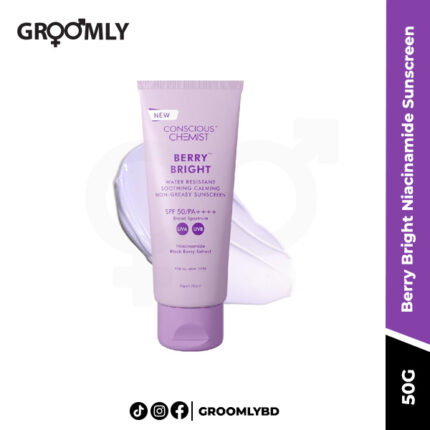 Conscious Chemist Berry Bright Niacinamide Sunscreen | SPF 50 PA ++++ & Water Resistant 50g
