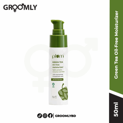 Plum Green Tea Oil-Free Moisturizer 50ml jar, a non-comedogenic and lightweight gel moisturizer for oily, combination, and acne-prone skin