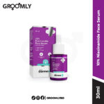 The Derma Co 10% Niacinamide Face Serum 30ml dropper bottle, an acne-treatment and oil-control serum for fading acne marks and minimizing pores