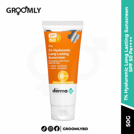 The Derma Co 1% Hyaluronic Long Lasting Sunscreen SPF 50 & PA++++ with Hyaluronic Acid & Vitamin E for Upto 6-Hour Sun Protection- 50 g
