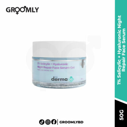 The Derma Co 1% Salicylic + Hyaluronic Night Repair Face Serum-Gel for Acne-Prone Skin - 50g