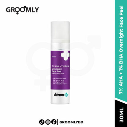 The Derma Co 7% AHA + 1% BHA Overnight Face Peel With Glycolic, Lactic, Phytic & Salicylic Acid for Daily Exfoliation - 30ml