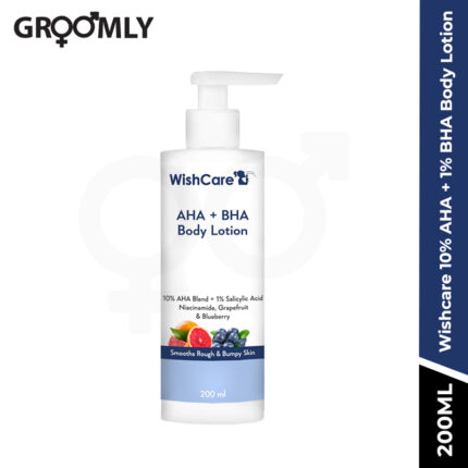 Wishcare 10% AHA + 1% BHA Body Lotion - Smooths Rough & Bumpy Skin - With Niacinamide, Blueberry & Grapefruit- 200ml