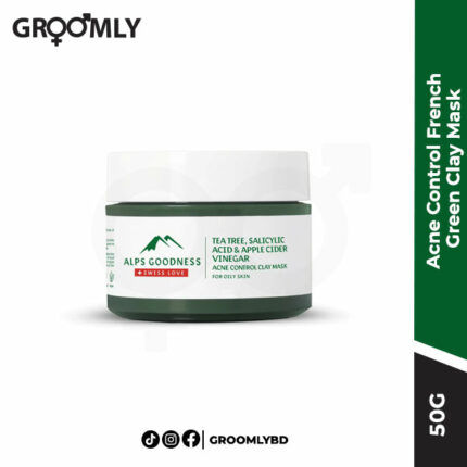 Alps Goodness Acne Control French Green Clay Mask for Oily Skin with Tea Tree, Apple Cider Vinegar & Salicylic Acid (50gm) | Acne Control Clay Mask| Acne Control Mask| Salicylic Acid Mask