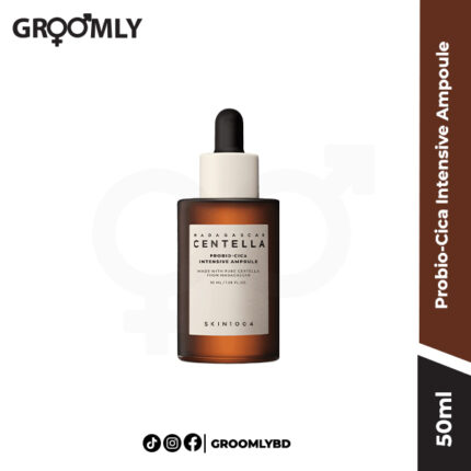 SKIN1004 Madagascar Centella Probio-Cica Intensive Ampoule 50ml bottle, featuring a milky-textured serum with a dropper, used for skin barrier repair and soothing.