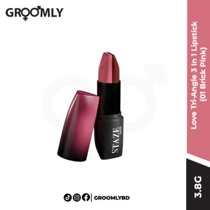 Staze Love Tri-Angle 3 In 1 Lipstick (01 Brick Pink)