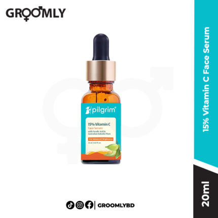 Pilgrim 15% Vitamin C Face Serum with Vitamin E and Ferulic Acid in a 20ml bottle.