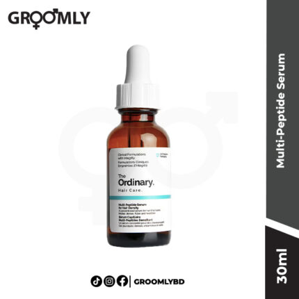 The Ordinary Multi-Peptide Serum For Hair Density in a 30ml UV-protective bottle with a dropper.