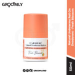 Carmesi Natural Underarms Roll On Deodorant 50ml, an Indian, aluminium-free roll-on with Niacinamide and Licorice Extract for odour protection and reducing underarm pigmentation.