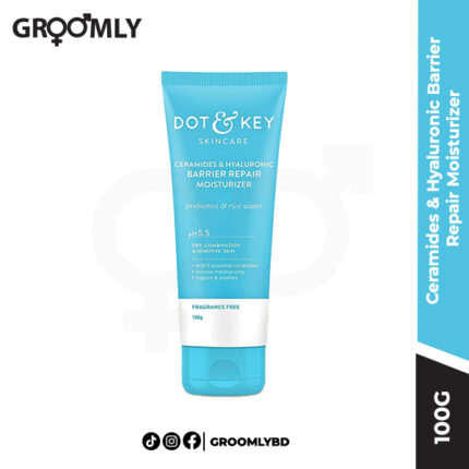 Dot and Key Barrier Repair Intense Moisturizer 100g jar, an Indian, fragrance-free face cream with 5 essential Ceramides and Hyaluronic Acid for deep hydration and sensitive skin barrier repair.