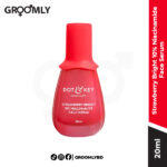 Dot and Key Strawberry Bright 10% Niacinamide Face Serum 20ml dropper bottle, an Indian serum with 10% Niacinamide, Strawberry, and Vitamin B12 for fading dark spots and minimizing pores.