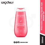 Dot and Key Watermelon Cooling Glycolic Acid Shower Gel 250ml bottle, an Indian sulfate-free body wash with Watermelon and Glycolic Acid for exfoliation and smooth skin.
