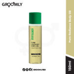 Innsaei Pure Radiance Body Oil 150ml bottle, a Bangladeshi nourishing body oil with Olive Oil and Vitamin E for deep hydration and skin radiance.