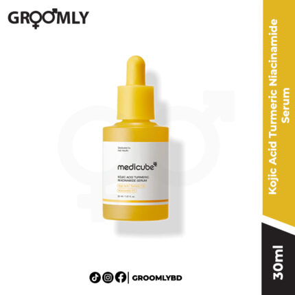Medicube Kojic Acid Turmeric Niacinamide Serum 30ml dropper bottle, a Korean brightening serum with Kojic Acid, Niacinamide, and Turmeric for dark spot correction and even skin tone.