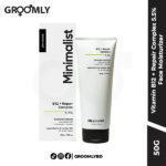 Minimalist Vitamin B12 + Repair Complex 5.5% Face Moisturizer 50 gm tube, an Indian, fragrance-free cream with Ceramides and Vitamin B12 for soothing redness and repairing the skin barrier.