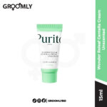 PURITO SEOUL Wonder Releaf Centella Cream Unscented 15ml tube, a mini Korean soothing moisturizer with Centella Asiatica and Squalane for sensitive, irritated, and damaged skin.