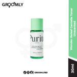 PURITO SEOUL Wonder Releaf Centella Toner Unscented 30ml bottle, a mini Korean soothing and hydrating toner with Centella Asiatica for sensitive, fragrance-reactive skin.
