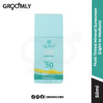 Qurez Fluid Tinted Mineral Sunscreen SPF 50 PA++++ 50ml bottle, an Indian tinted mineral sunscreen with Zinc Oxide, Ceramides, and Cica for light to medium skin tones.