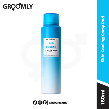 SKINTIFIC Skin Cooling Spray Pad 160ml spray bottle, a Korean/Asian cooling mist with Centella Asiatica and Panthenol for soothing redness and sunburnt skin.