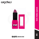 Sugar Pop Satin Matte Lipstick 3g bullet, an Indian makeup product offering full coverage, long-lasting satin matte color, infused with Shea Butter and Vitamin E.