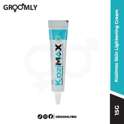 Ubik Kozimax Skin Lightening Cream 15g tube, a concentrated cream with Kojic Acid Dipalmitate and Vitamin C for treating melasma, dark spots, and hyperpigmentation.