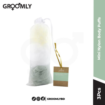 Watsons Mini Nylon Body Puffs 3 Pcs Pack, small nylon mesh bath sponges for gentle body exfoliation and creating rich foam in the shower.