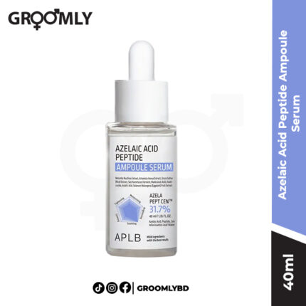 APLB Azelaic Acid Peptide Ampoule Serum 40ml dropper bottle, a Korean serum with Azelaic Acid, Peptide Complex, and Centella Asiatica for treating acne, redness, and improving firmness.
