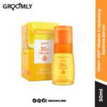 Aqualogica Glow+ 30X* Vitamin C Hydrating Essence Serum 50ml dropper bottle, an Indian serum with stable Vitamin C and Hyaluronic Acid for brightening and antioxidant protection.