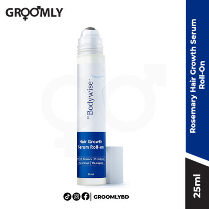 Be Bodywise Rosemary Hair Growth Serum Roll-On 25ML bottle, an Indian serum with Rosemary Oil, Procapil, and Biotin for targeted hair growth stimulation and anti-hair fall treatment.
