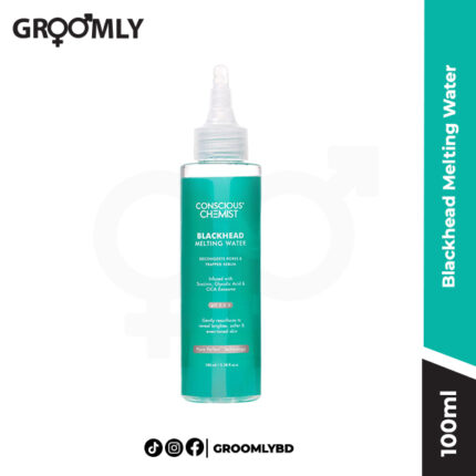 Conscious Chemist Blackhead Melting Water 100ML bottle, an Indian liquid exfoliant with Salicylic Acid and Witch Hazel for melting blackheads, oil control, and pore minimization.