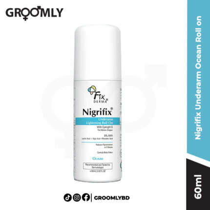 Fixderma Nigrifix Underarm Ocean Roll on 60ml, an Indian brightening and anti-perspirant deodorant with Lactic Acid and Retinyl Palmitate for dark underarms and Acanthosis Nigricans.