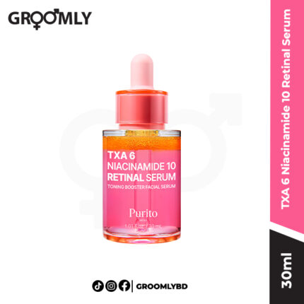 PURITO SEOUL TXA 6 Niacinamide 10 Retinal Serum 30ML dropper bottle, a Korean high-potency serum with Retinal, 6% Tranexamic Acid, and 10% Niacinamide for wrinkles, melasma, and pore care.
