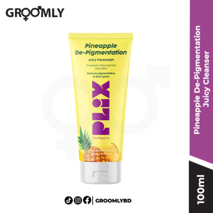 Plix Pineapple De-Pigmentation Juicy Cleanser 100ml bottle, an Indian face wash with Pineapple Enzymes and Alpha Arbutin for brightening and fading hyperpigmentation and dark spots.