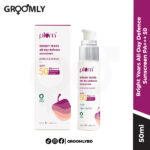 Plum Bright Years All-Day Defence Sunscreen 50ML tube, an Indian anti-aging sunscreen with SPF 50 PA+++ and Natural Peptides for wrinkle prevention and UV protection.