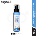 Plum Coconut & Squalane Nutri-Shine Hair Serum 75ML bottle, an Indian silicone-free hair serum with Squalane and Coconut Milk for frizz control, nourishment, and hair shine.