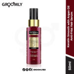 TRESemme Keratin Smooth with Argan Oil Anti-Frizz Hair Serum 50ML bottle, an Indian hair serum with Keratin and Argan Oil for 48-hour frizz control, shine, and smoothness.