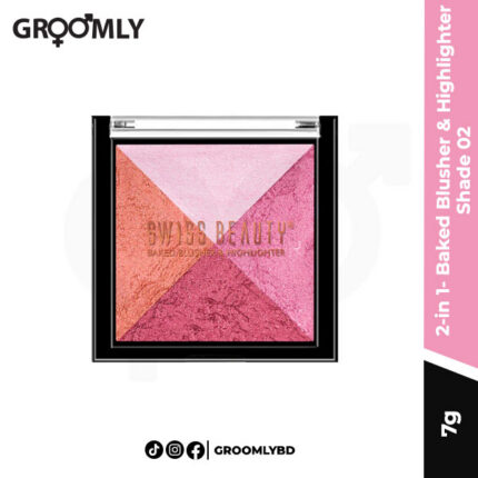 Swiss Beauty 2-in 1- Baked Blusher & Highlighter Shade 02