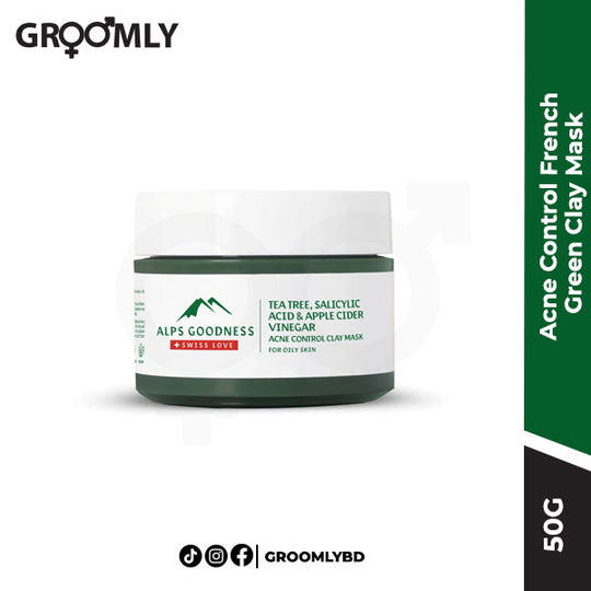 Alps Goodness Acne Control French Green Clay Mask for Oily Skin with Tea Tree, Apple Cider Vinegar & Salicylic Acid (50gm)