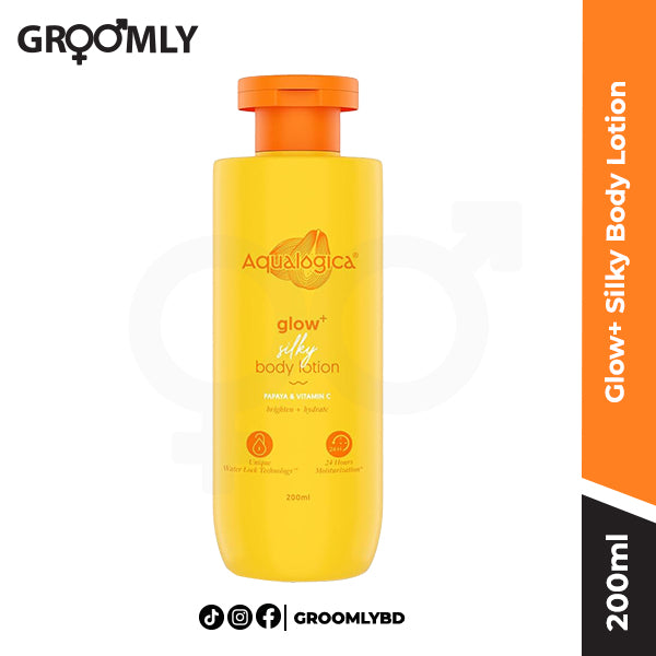 Aqualogica Glow+ Silky Body Lotion for 24-Hour Moisturization with Papaya & Vitamin C- 200 ml