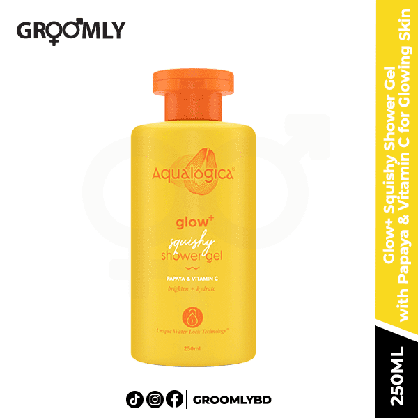Aqualogica Glow+ Squishy Shower Gel with Papaya & Vitamin C for Glowing Skin - 250ml