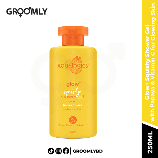 Aqualogica Glow+ Squishy Shower Gel with Papaya & Vitamin C for Glowing Skin - 250ml