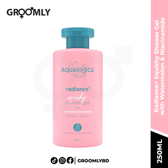 Aqualogica Radiance+ Squishy Shower Gel with Watermelon & Niacinamide for Radiant Skin - 250ml