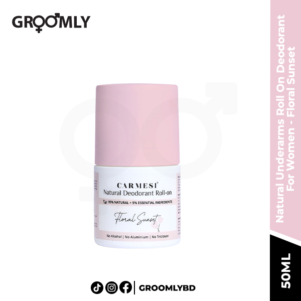 Carmesi Natural Underarms Roll On Deodorant For Women - Floral Sunset- 50ml