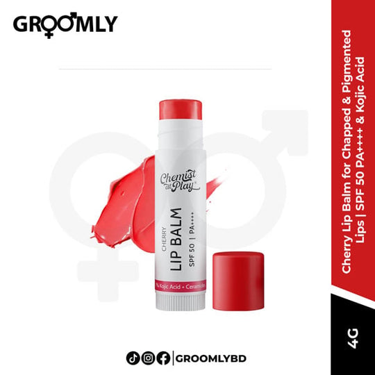 Chemist At Play Cherry Lip Balm for Chapped & Pigmented Lips | SPF 50 PA++++ & Kojic Acid