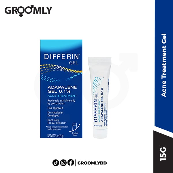 Differin Acne Treatment Gel, 30 Day Supply, Retinoid Treatment for Face with 0.1% Adapalene, Gentle Skin Care for Acne Prone Sensitive Skin, 15g Tube