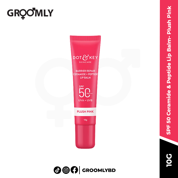 Dot and Key SPF 50 Ceramide & Peptide Lip Balm- Plush Pink- 10g