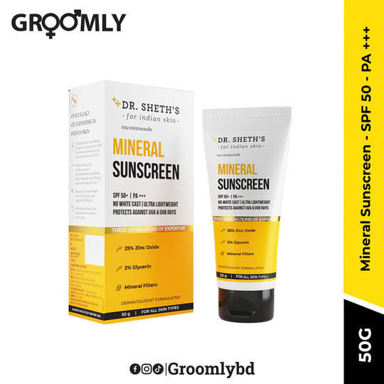 Dr Sheth's Mineral Sunscreen - SPF 50 - PA +++- 50g