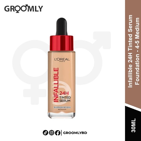 L’Oréal Infallible Tinted Serum Foundation 4-5 Medium 30ml available in Bangladesh