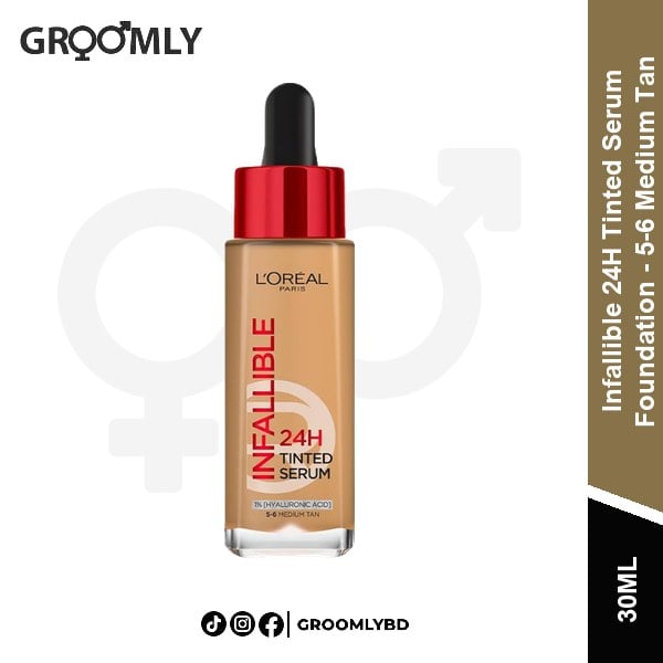 L’Oréal Infallible Tinted Serum Foundation 5-6 Medium Tan 30ml available in Bangladesh